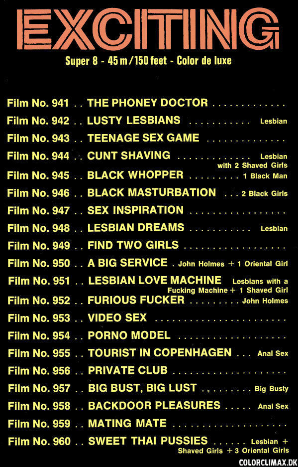 Colorclimax Dk Exciting Film Index 1980